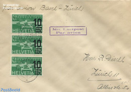 Switzerland 1935 Airmail From Basel To Zurich, Postal History - Storia Postale