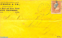 United States Of America 1866 Small Yellow Envelope From Winsted Co. To Attleborough,Mass., Postal History - Covers & Documents