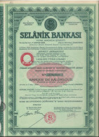 BANQUE DE SALONIQUE -TITRE DE DIVIDENDE  ISTANBUL -1934 - LOT DE 5 EXEMPLAIRES - Banco & Caja De Ahorros