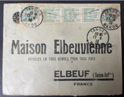 Maroc Lettre Commerciale 1913 Affranch. Mixte Type Blanc Et Postes Chérifiennes De Tanger Pour Elbeuf - Locals & Carriers