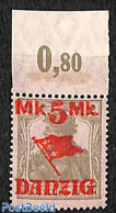 Germany, Danzig 1920 Overprint 5Mk On 2pf, (tops Down), Hinge On Frontside Of Tab, Mint NH - Andere & Zonder Classificatie