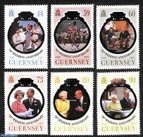 Guernsey 2017 Queen Elizabeth II, Platinum Wedding Anniversary 6v, Mint NH, History - Nature - Kings & Queens (Royalty.. - Koniklijke Families