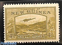 British New Guinea 1939 4d, Stamp Out Of Set, Unused (hinged), Transport - Aircraft & Aviation - Ships And Boats - Vliegtuigen