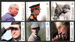 Guernsey 2018 Prince Charles 70th Birthday 6v, Mint NH, History - Nature - Kings & Queens (Royalty) - Horses - Familles Royales