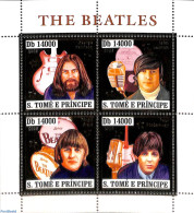 Sao Tome/Principe 2006 Beatles 4v M/s, Gold, Mint NH, Performance Art - Music - Popular Music - Music