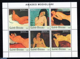 Guinea Bissau 2003 Amadeo Modigliani 6v M/s, Mint NH, Art - Amedeo Modigliani - Modern Art (1850-present) - Nude Paint.. - Guinea-Bissau