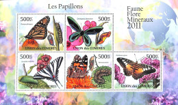 Comoros 2011 Butterflies 5v M/s, Mint NH, Nature - Butterflies - Komoren (1975-...)