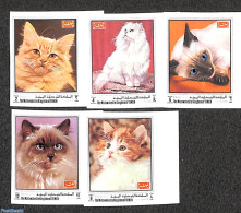 Yemen, Kingdom 1970 Cats 5v, Imperforated, Mint NH, Nature - Cats - Autres & Non Classés