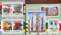 Mozambique 2015 Expo Milano 2 S/s, Mint NH, Religion - Sport - Various - Churches, Temples, Mosques, Synagogues - Cycl.. - Kirchen U. Kathedralen