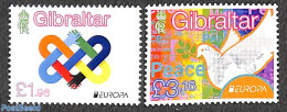 Gibraltar 2023 Europa, Peace 2v, Mint NH, History - Nature - Europa (cept) - Peace - Birds - Gibilterra