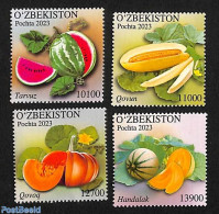 Uzbekistan 2023 Melons 4v, Mint NH, Nature - Fruit - Frutta