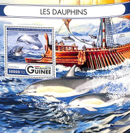 Guinea, Republic 2016 Dolphins S/s, Mint NH, Nature - Transport - Sea Mammals - Ships And Boats - Bateaux