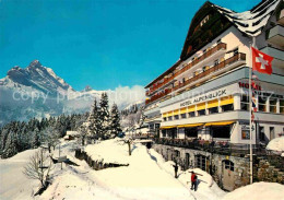 12678627 Braunwald GL Hotel Alpenblick Winterpanorama Alpen Schweizer Flagge Bra - Sonstige & Ohne Zuordnung