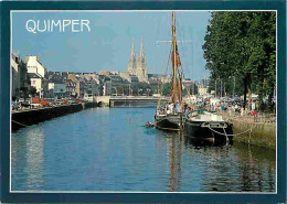 29 - Quimper - Les Bords De L'Odet - La Cathédrale Saint Corentin - Automobiles - Bateaux - Flamme Postale - Voir Scans  - Quimper