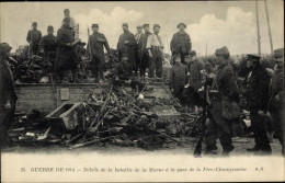 CPA Fère Champenoise Marne, Trümmer Der Schlacht An Der Marne Am Bahnhof, I WK - Other & Unclassified