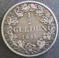 Allemagne. Bade . 1/2 Gulden 1841 Leopold I , En Argent , KM# 209 - Piccole Monete & Altre Suddivisioni