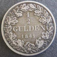 Allemagne. Bade . 1/2 Gulden 1841 Leopold I , En Argent , KM# 209 - Monedas Pequeñas & Otras Subdivisiones