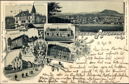 Lithographie Altenberg Im Osterzgebirge, Kgl. Jagdschloss Rehefeld, Amtsgericht, Rathaus, Internat - Other & Unclassified