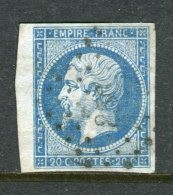 Superbe N° 14Af Bleu Laiteux Bord De Feuille - 1853-1860 Napoléon III