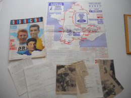 CYCLISME, TOUR DE FRANCE 1966, MIROIR DU CYCLISME 1966 AVEC SA CARTE + DOCUMENTS, NOTES, ARTICLES, BE - Sport