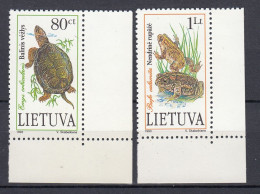 LITHUANIA 1993 Fauna Turtle Frog MNH(**) Mi 545-546 #Lt1153 - Litauen