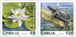 Serbia 2024 Europa White Water-lily Flora Plants Pond Turtles Animals Fauna MNH - Serbien