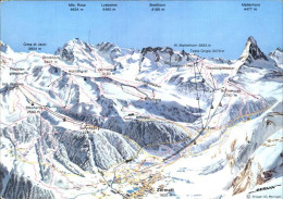 12583177 Zermatt VS Skigebiet Umgebungskarte Mit Matterhorn Walliser Alpen Zerma - Sonstige & Ohne Zuordnung