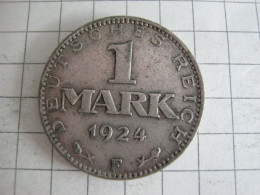 Germany 1 Mark 1924 F - 1 Mark & 1 Reichsmark