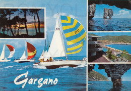 CARTOLINA  C14 GARGANO,FOGGIA,PUGLIA-MARE,ESTATE,VACANZA,SPIAGGIA,LUNGOMRE-BARCHE A VELA,BELLA ITALIA,VIAGGIATA 1971 - Foggia