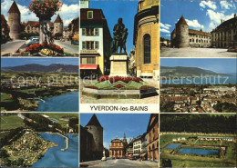 12578347 Yverdon-les-Bains Fliegeraufnahme Schwimmbad Burg Turm Denkmal  Yverdon - Autres & Non Classés