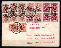 287 (2x) + 315 (10x) + 316 (4x) Gestempeld BRUXELLES - BRUSSEL 1B Naar VIENNE – WENEN - 1929-1937 Heraldieke Leeuw