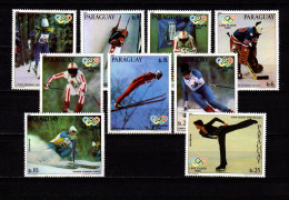 Paraguay 1980 Olympic Games Lake Placid Set Of 9 MNH - Winter 1980: Lake Placid