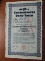 INDOCHINE - 2 TITRES -  HAÏPHONG-TONKIN , CHARBONNAGES DU DONC-TRIEU - OBLIGTION DE 1 000 FRS 5 1/2% 1931 - PARIS 1931 - Otros & Sin Clasificación