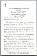 Bidprentje Beerse - Claessen Frans (1893-1973) - Devotion Images