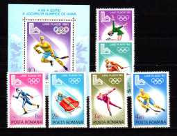 Romania 1979 Olympic Games Lake Placid Set Of 6 + S/s MNH - Invierno 1980: Lake Placid