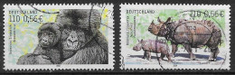 ALEMANIA 2001 - GERMANY - MAMIFEROS - GORILA Y RINOCERONTE - YVERT 2014/2015 USADOS - Gorilles