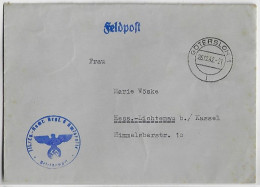 Germany 1942 Feldpost Cover Cancel Eagle Swastika From Gütersloh To Kassel Military District Air Intelligence Regiment 6 - Feldpost 2e Wereldoorlog