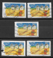 France 2005 Oblitéré   Autoadhésif  N°  53  Ou N°  3788  Vacances  ( 5 Exemplaires ) - Used Stamps