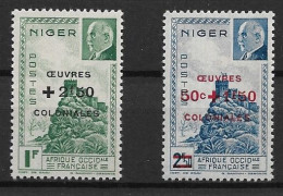 NIGER 1944 Maréchal Pétain, Surchargés – Œuvres Coloniales MNH - 1944 Maréchal Pétain, Surchargés – Œuvres Coloniales