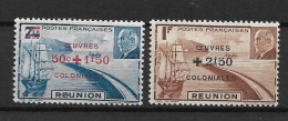 REUNION 1944 Maréchal Pétain, Surchargés – Œuvres Coloniales MNH - 1944 Maréchal Pétain, Surchargés – Œuvres Coloniales