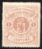 Luxemburg 1865 1 C Red Brown Uncoloured Line Perforation MH - 1859-1880 Wappen & Heraldik