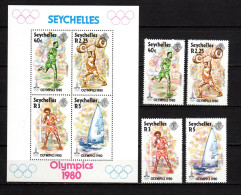 Seychelles 1980 Olympic Games Moscow, Weightlifting, Boxing, Sailing Etc. Set Of 4 + S/s MNH - Zomer 1980: Moskou