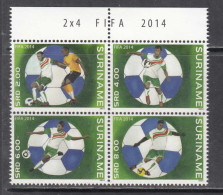 2014 Suriname Surinam World Cup Football Brazil Complete Block Of 4 MNH - Surinam
