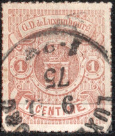 Luxembourg 1865 1 C Brown Coloured Line Perforation Cancelled - 1859-1880 Coat Of Arms
