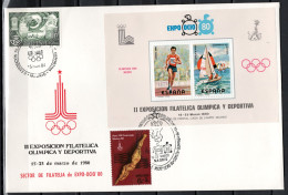 Spain 1980 Olympic Games Moscow / Lake Placid Commemorative Cover With Vignette MNH -scarce- - Estate 1980: Mosca