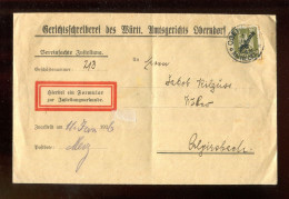 "DEUTSCHES REICH" 1926, Dienstmarke Mi. 110 EF Auf Gerichtsbrief Ex Amtsgericht Oberndorf (R2015) - Servizio