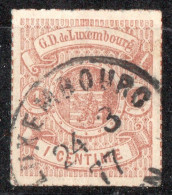 Luxemburg 1865 1 C Brown Coloured Line Perforation Cancelled - 1859-1880 Stemmi
