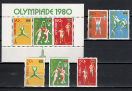 Suriname 1980 Olympic Games Moscow, Basketball, Weightlifting, Athletics Set Of 5 + S/s MNH - Ete 1980: Moscou