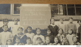 WWI BELGIQUE : Carte Photo Ecole Communale MOLENBEEK, Hommage USA - 1914-1915  ................ 13762 - Molenbeek-St-Jean - St-Jans-Molenbeek