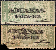 ESPAGNE / ESPANA - COLONIAS (Puerto-Rico) 1892 Sellos Para ADUANAS 10c Verde (Fulcher 2) Y 50c Verde (No Catalogado) - Porto Rico